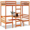 vidaXL Lit mezzanine avec bureau et chaises brun cire 90x200 cm pin
