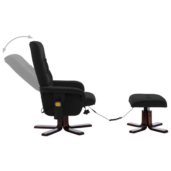 vidaXL Fauteuil de massage inclinable avec repose-pied Noir Similicuir