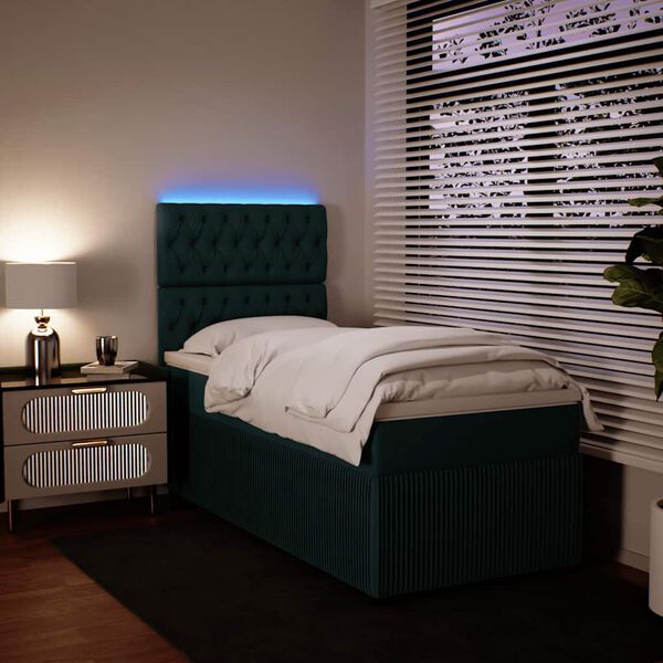 vidaXL Sommier &agrave; lattes de lit et matelas Vert fonc&eacute; 80x200 cm Velours
