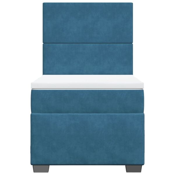 vidaXL Sommier &agrave; lattes de lit avec matelas bleu 80x200 cm velours