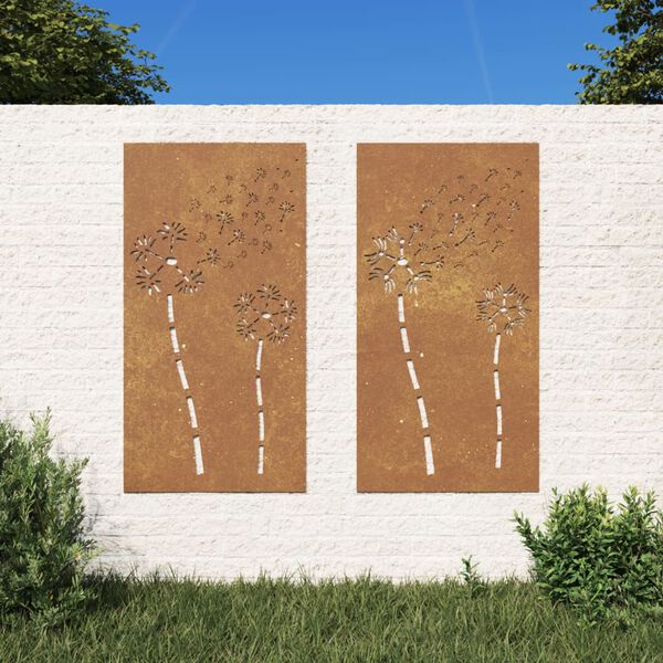 vidaXL Décorations murales de jardin 2pcs 105x55 cm design de fleur