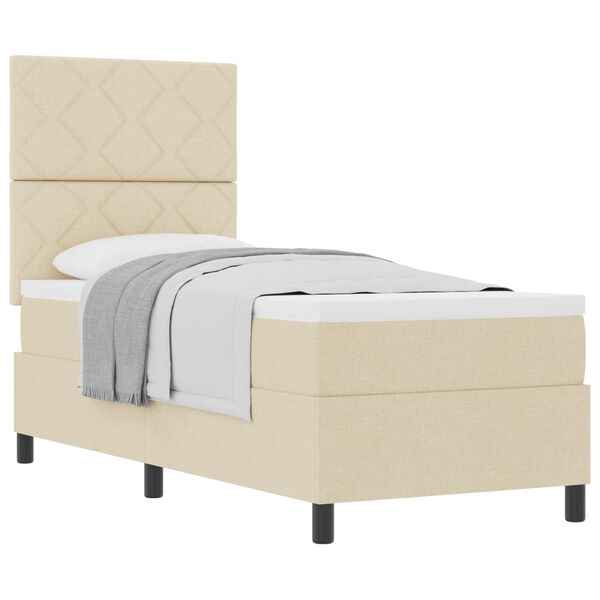 vidaXL Lit &agrave; ressorts avec matelas Cr&egrave;me 80 x 200 cm tissu