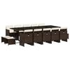 vidaXL Ensemble &agrave; manger de jardin avec coussins 15 pcs marron rotin