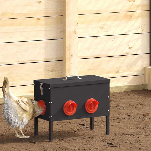 vidaXL Mangeoire pour poules 2 pcs Noir 41,5 x 20,5 x 33 cm
