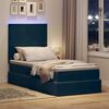 vidaXL Lit avec rangement et LED Bleu fonc&eacute; 90 x 190 cm Velours