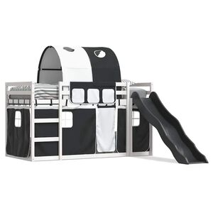vidaXL Lit superpos&eacute; sans matelas avec toboggan blanc noir 90x200 cm