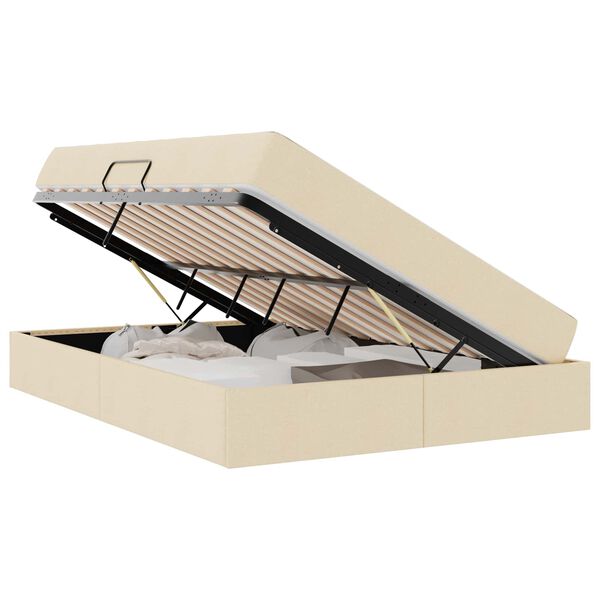 vidaXL Lit avec rangement et matelas Cr&egrave;me 140 x 200 cm Polyester