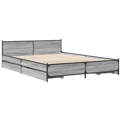 vidaXL Cadre de lit à tiroirs sonoma gris 160x200 cm bois d'ingénierie