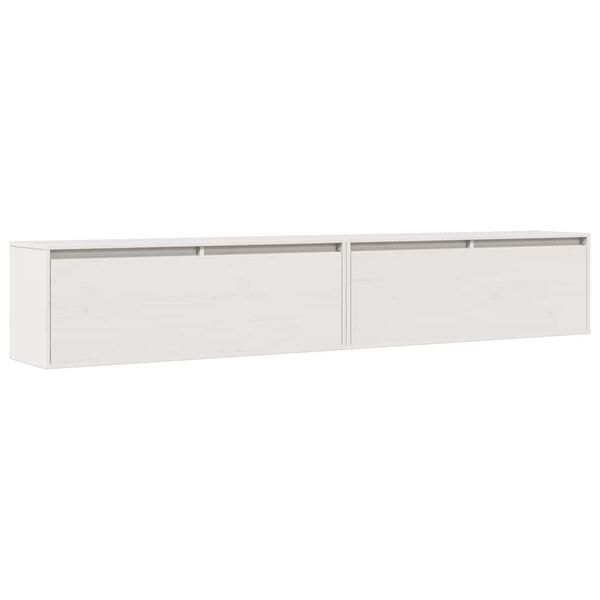 vidaXL Armoires murales 2 pcs Blanc 100x30x35 cm Bois de pin massif