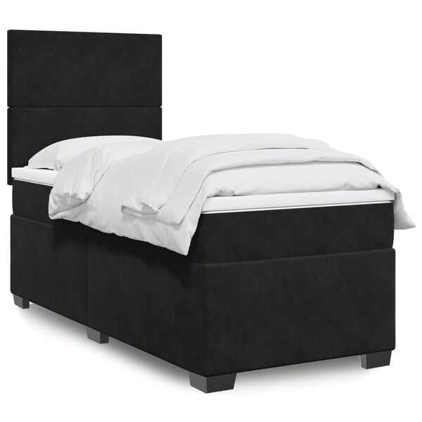 vidaXL Sommier &agrave; lattes de lit avec matelas Noir 90x190 cm Velours