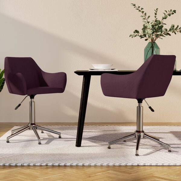 vidaXL Chaises &agrave; manger pivotantes lot de 2 violet tissu