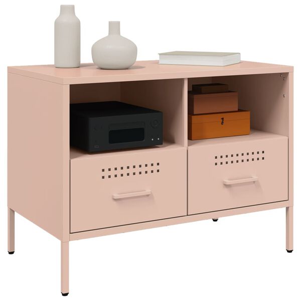vidaXL Meubles TV 2 pcs rose 68x39x50,5 cm acier