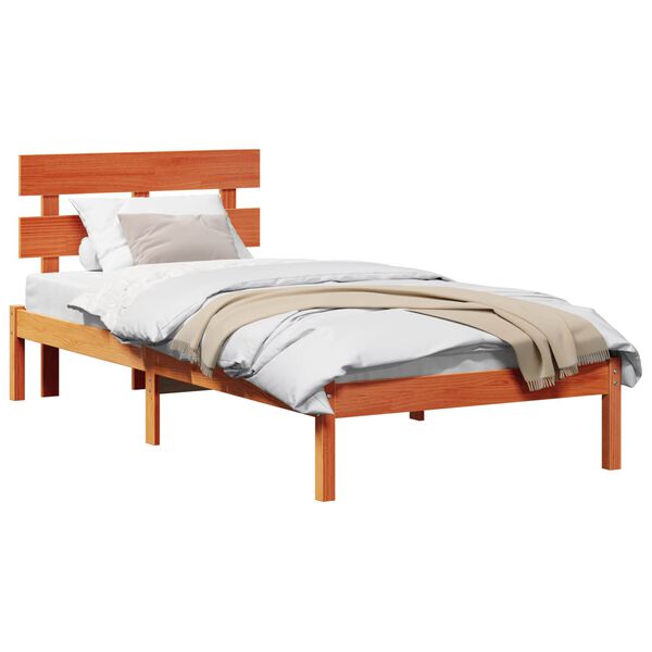 vidaXL Cadre de lit Marron 100 x 200 cm Bois de pin massif