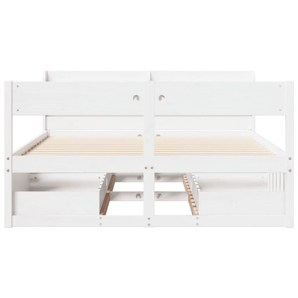 vidaXL Cadre de lit sans matelas blanc 150x200 cm bois de pin massif