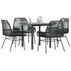 vidaXL Ensemble &agrave; manger de jardin et coussins 5 pcs noir rotin verre