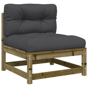 vidaXL Canap&eacute; de jardin sans accoudoirs et coussins bois pin impr&eacute;gn&eacute;