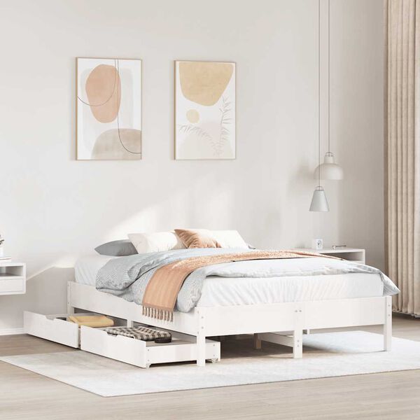 vidaXL Cadre de lit sans matelas blanc 120x200 cm bois de pin massif
