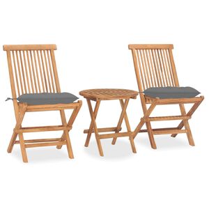 vidaXL Ensemble &agrave; manger d'ext&eacute;rieur pliable avec coussin 3 pcs Teck