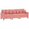 vidaXL Canap&eacute; &agrave; 3 places avec repose-pieds Rose 210 cm Velours