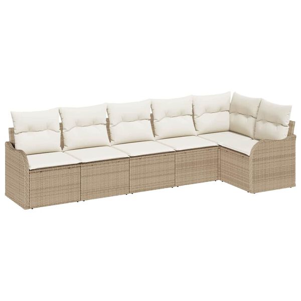 vidaXL Ensemble de canap&eacute; de jardin 6 pcs Beige polyrotin
