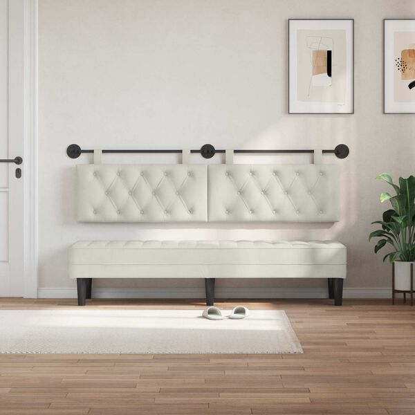vidaXL T&ecirc;te de lit suspendue Cr&egrave;me 190 x 55 x 7 cm Velours