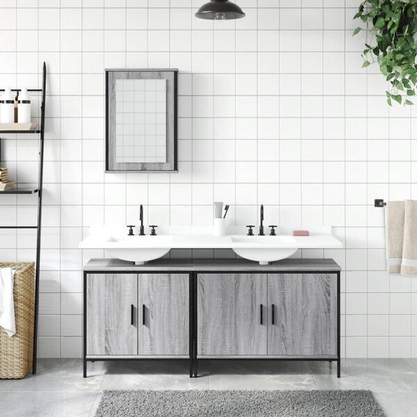 vidaXL Ensemble de meubles de salle de bain 3 pcs Sonoma gris