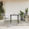 vidaXL Ensemble &agrave; manger de jardin 3pcs gris/noir r&eacute;sine tress&eacute;e/acier