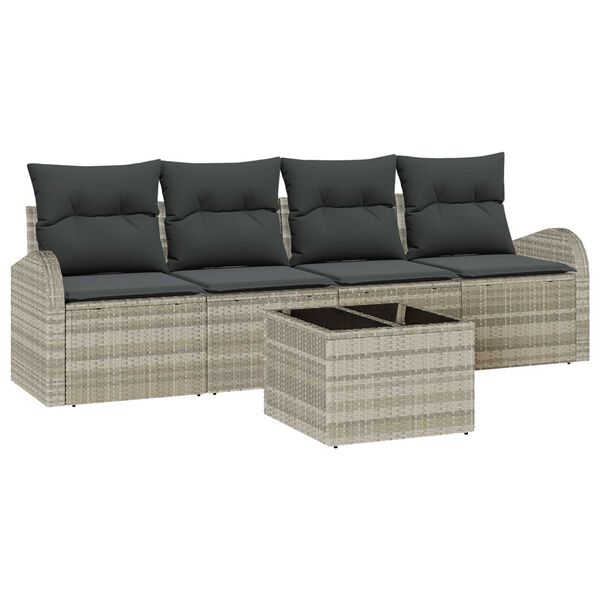 vidaXL Ensemble de canap&eacute; de jardin 5 pcs Gris clair et gris fonc&eacute;
