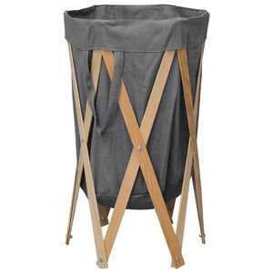 vidaXL Panier &agrave; linge pliable Gris Bois et tissu