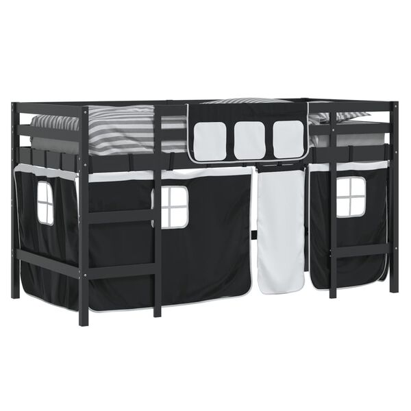 vidaXL Lit mezzanine enfants avec rideaux sans matelas 90x190 cm