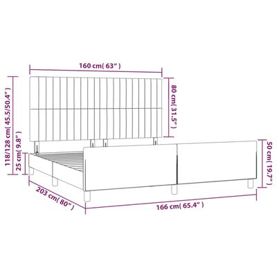 vidaXL Cadre de lit sans matelas bleu foncé 160x200 cm velours