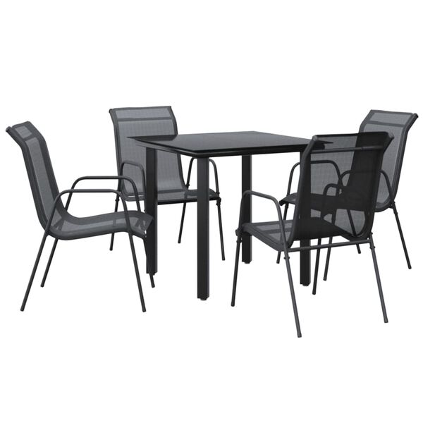 vidaXL Ensemble à manger de jardin 5 pcs noir textilène et acier