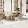vidaXL Salon de jardin avec coussins 7 pcs beige r&eacute;sine tress&eacute;e