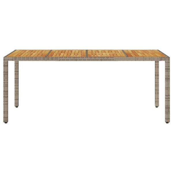 vidaXL Table de jardin et dessus en bois d'acacia gris résine tressée