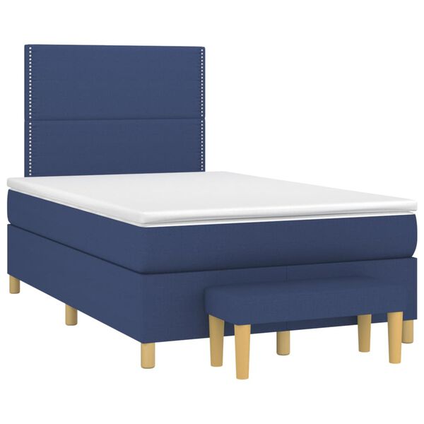 vidaXL Sommier &agrave; lattes de lit avec matelas Bleu 120x200 cm Tissu