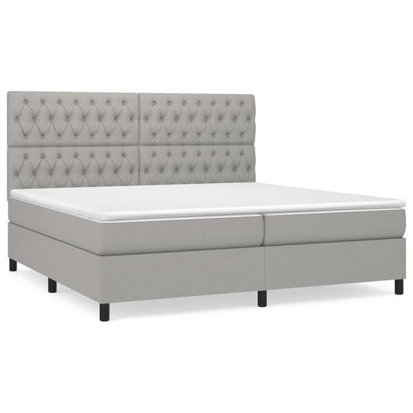 vidaXL Sommier &agrave; lattes de lit avec matelas Gris clair 200x200cm Tissu