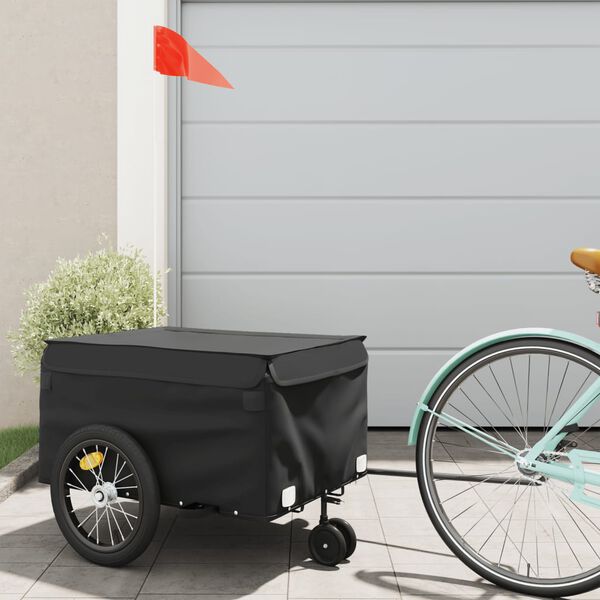 vidaXL Remorque de v&eacute;lo noir 45 kg fer