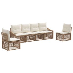 vidaXL Ensemble de canap&eacute; de jardin 6 pc Beige polyrotin