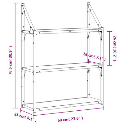 vidaXL Étagère murale 3 niveaux chêne sonoma 60x21x78,5 cm