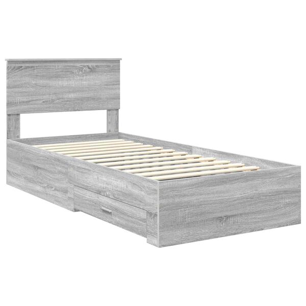 vidaXL Cadre de lit Gris Sonoma 90 x 200 cm Bois d'ing&eacute;nierie