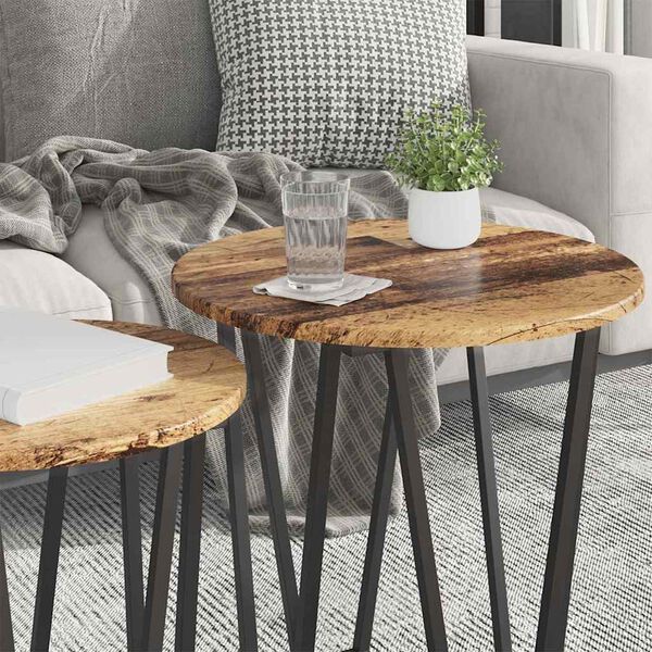 vidaXL Ensemble de tables d'appoint 2 pcs Bois ancien et noir