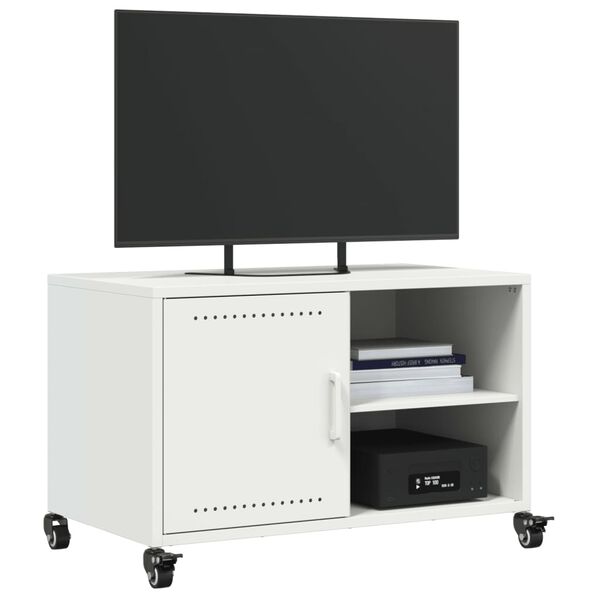 vidaXL Meuble TV blanc 68x39x43,5 cm acier