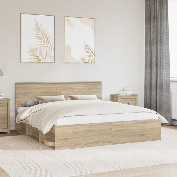 vidaXL Cadre de lit Sonoma 180 x 200 cm Bois d'ing&eacute;nierie