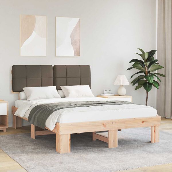 vidaXL Cadre de lit avec t&ecirc;te de lit rembourr&eacute;e Taupe 150 x 200 cm