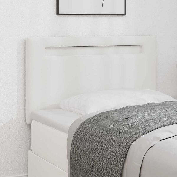 vidaXL T&ecirc;te de lit LED Blanc 90 cm Cuir synth&eacute;tique