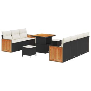 vidaXL Ensemble de canap&eacute; de jardin avec coussin 10 pcs Noir et Cr&egrave;me
