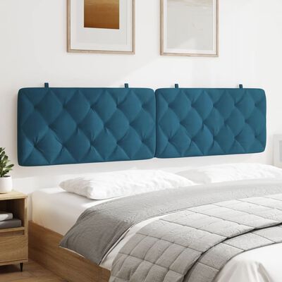 vidaXL Coussin de tête de lit bleu 200 cm velours