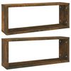 vidaXL &Eacute;tag&egrave;res murales cube 2 pcs Ch&ecirc;ne fum&eacute; 60x15x23 cm Bois