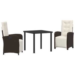 vidaXL Ensemble de salle &agrave; manger pour jardin 3 pcs Marron polyrotin