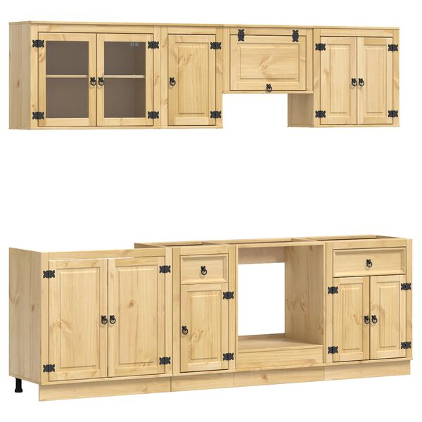 vidaXL Armoire avec tiroir avec &eacute;tag&egrave;re 8 pcs Miel Bois de pin massif